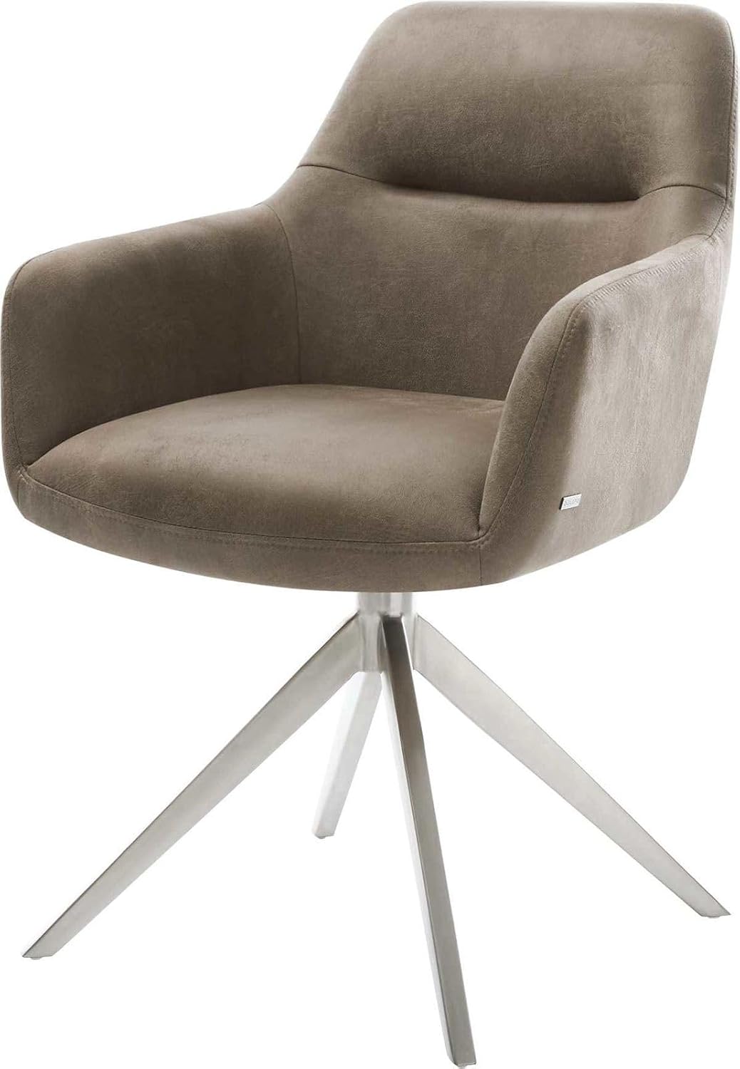 DELIFE, Esszimmerstuhl, Taupe/Silber, Pejo-Flex Kreuzgestell breit Edelstahl