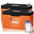 ECO-WORTHY, Deep-Cycle-Batterien, 314Ah, 12 V, Orange/Schwarz, 2 PACK LiFePO4 Bluetooth Batterie mit Display 200A BMS