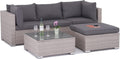 Enjoy Fit, Sofa, Grau, Polyrattan Lounge Sitzgruppe Gartenmöbel-Set Poly Rattan, Modell Bali, Rattan: Hell- / Bezüge