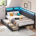 DICTAC, Bettrahmen, Dunkelgrau, Polsterbett Schlafsofa 90x200 mit LED-Beleuchtung und, Jugendbett Tagesbett 90x200 mit Lattenrost aus Metall und 2