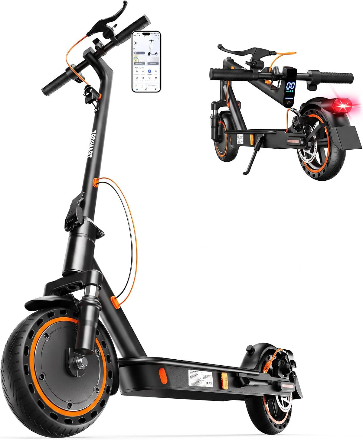 TODIMART, E-Scooter, Grau/Schwarz, E Scooter mit Strassenzulassung T-Serie, 30-35km Reichweite