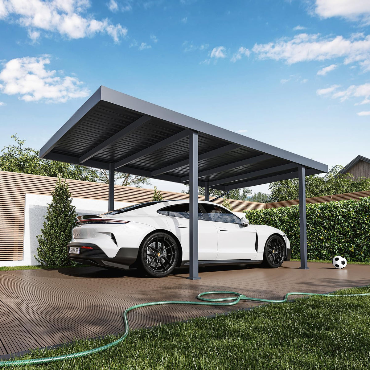 Weide SONNENSCHUTZ, Carports, Anthrazit, Metall Carport freistehend Metta Pultdach aus Stahl