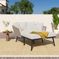 Merax, Liegen, Khaki, Gartensofa, Outdoor Sonnenliege mit 2 Kissen und 2 Polster, Gartenlounge mit Abnehmbar und Waschbar Kissen für Balkon