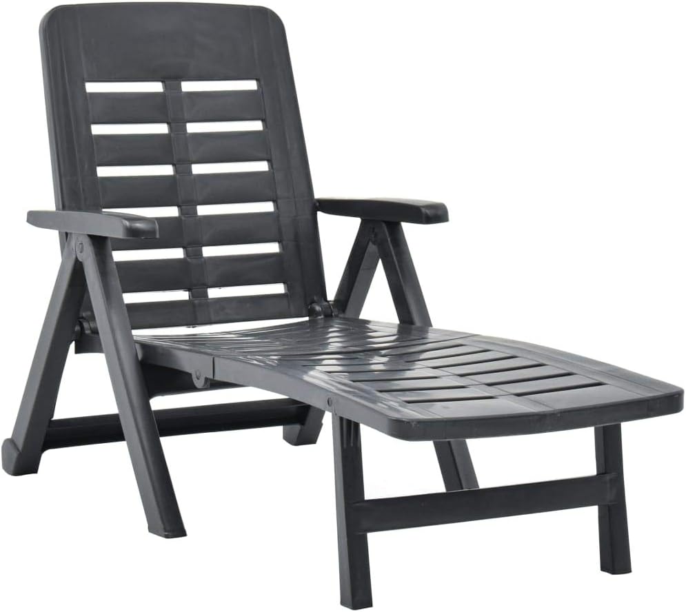 CHAHO, Liegen, Kunststoff, Anthrazit, Modern, Klappbar, Witterungsbeständig, Sonnenliege, Gartenliege Liege, Strandliege