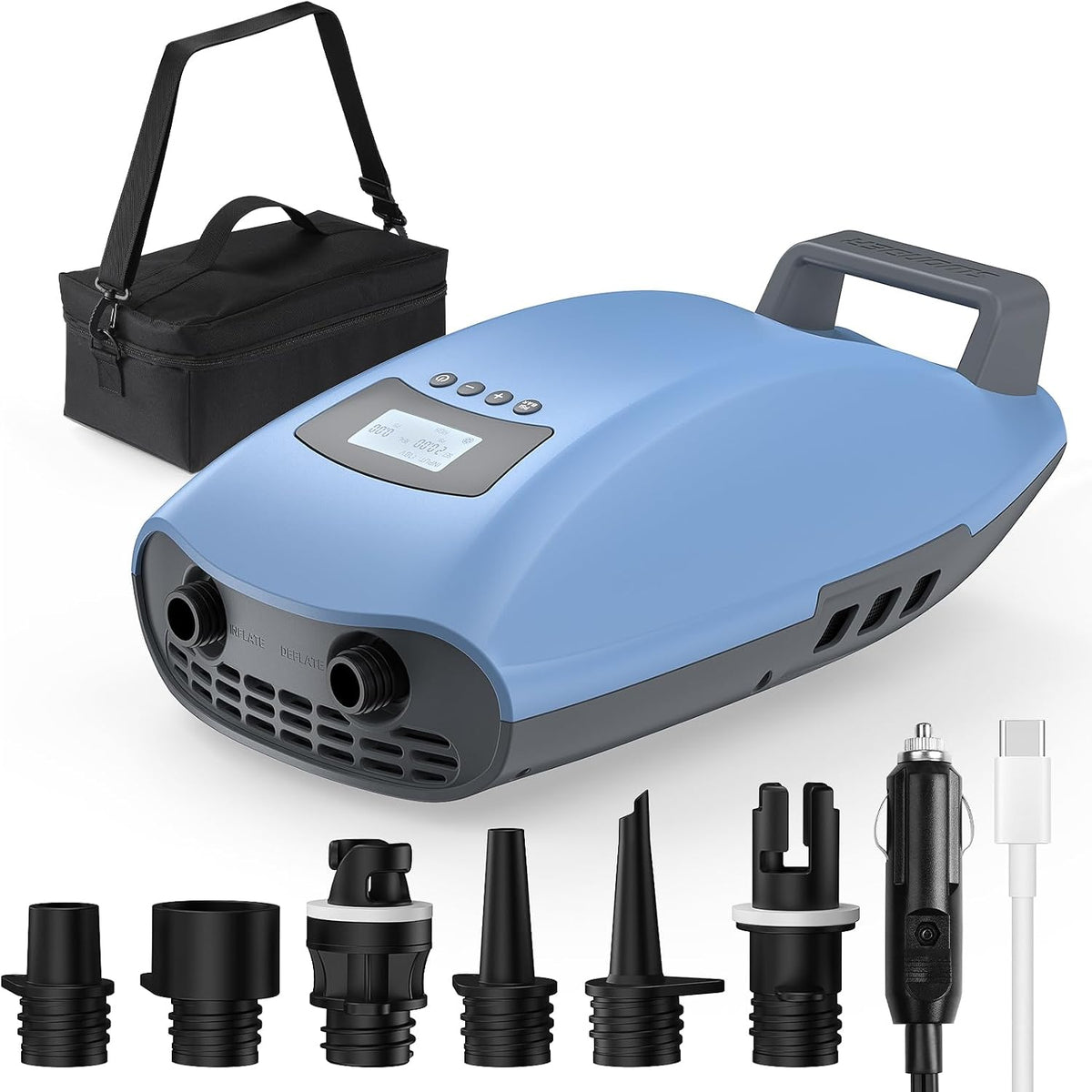 Swonder, Elektrische Luftpumpen, 17 V, Blau/Grau, Seawolf Wiederaufladbare SUP-Pumpe mit 2X schnellere, Aktiv Kühlung