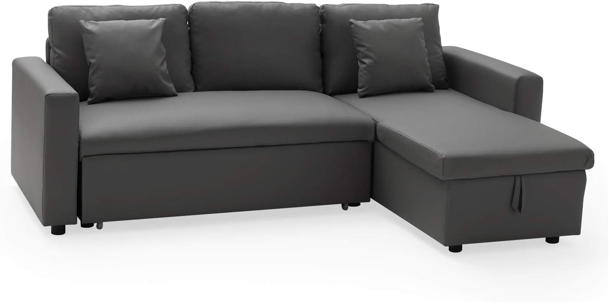 Sofa, Happy Garden, Grau, umwandelbares Eck Clark 3-Sitzer in em Kunstleder. mit
