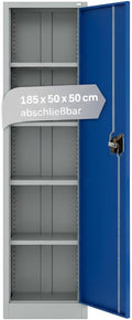 Lager,Zwei, Aktenschränke mit Vertikalauszug, 185x50x50 cm, Blau/Weiss, Mehrzweckschrank I Metallschrank