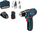 Bosch Professional, Akkuschrauber, 12 V, Grau/Blau, PRO System Akku Bohrschrauber GSR -15 (inkl. 2x2.0 Akku, Ladegerät