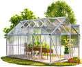 Gardebruk, Gewächshaus, 380x190 cm, 11,8m, 7,2m, Grau/Grün, ® Aluminium ² mit Fundament inkl. 4 Dachfenster Tomatenhaus