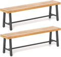 COSTWAY, Sitzbank, Natur, Gartenbank wetterfest 2er Set, 3-Sitzer ohne Lehne