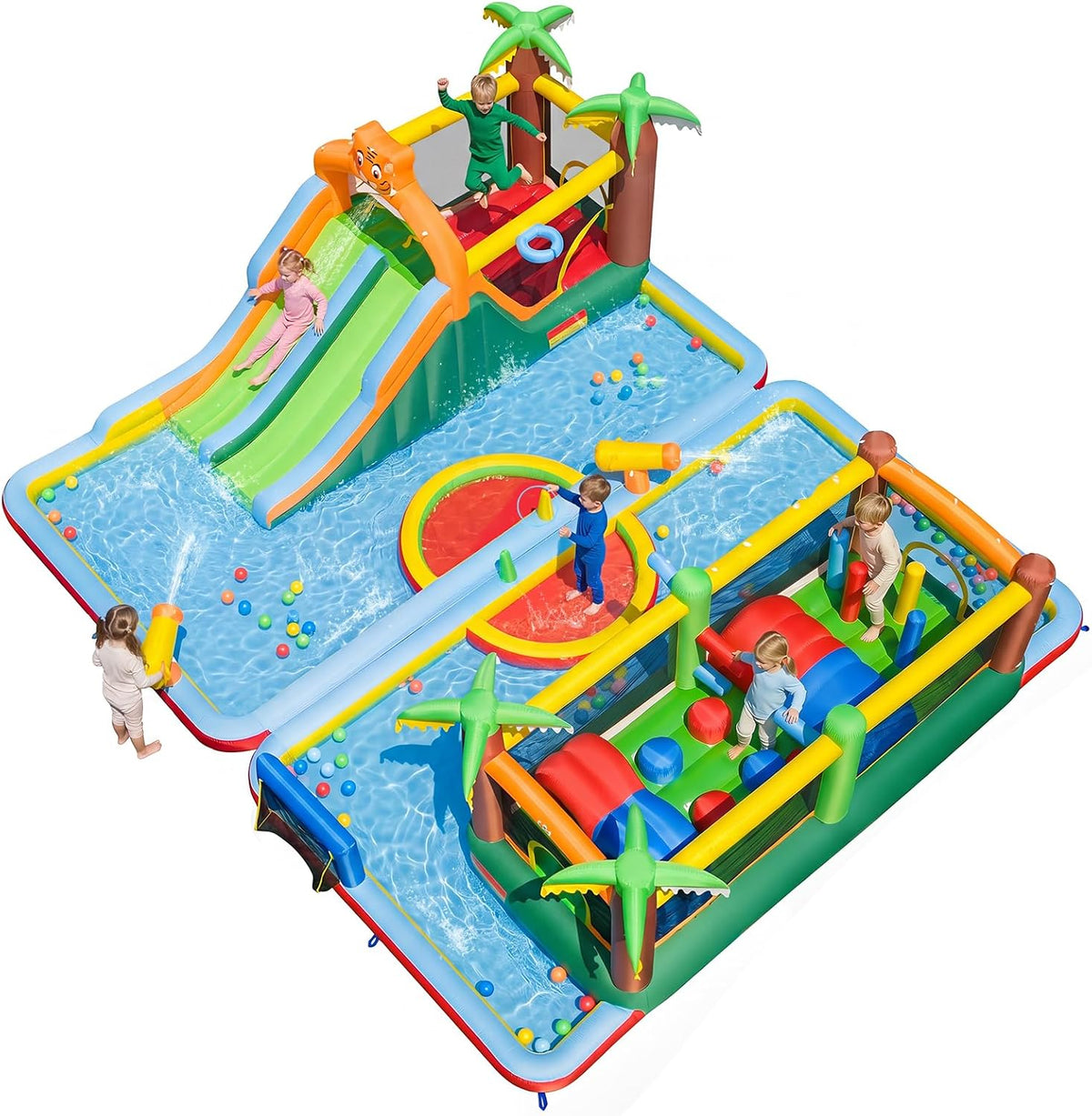 COSTWAY, Hüpfburgen, Blau, Hüpfburg XXL, Wasserpark, einzeln oder kombiniert verwenden