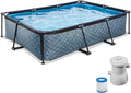 EXIT TOYS, Stahlrahmenpool, 300 x 200 x 65 cm, Blau, Aufstellpool Rechteckig Garten mit Filterpumpe