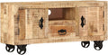 LAPOOH, Sideboard, 110x30x50 cm, Massives und raues Mangoholz (mit matter Oberfläche), Beige/Braun