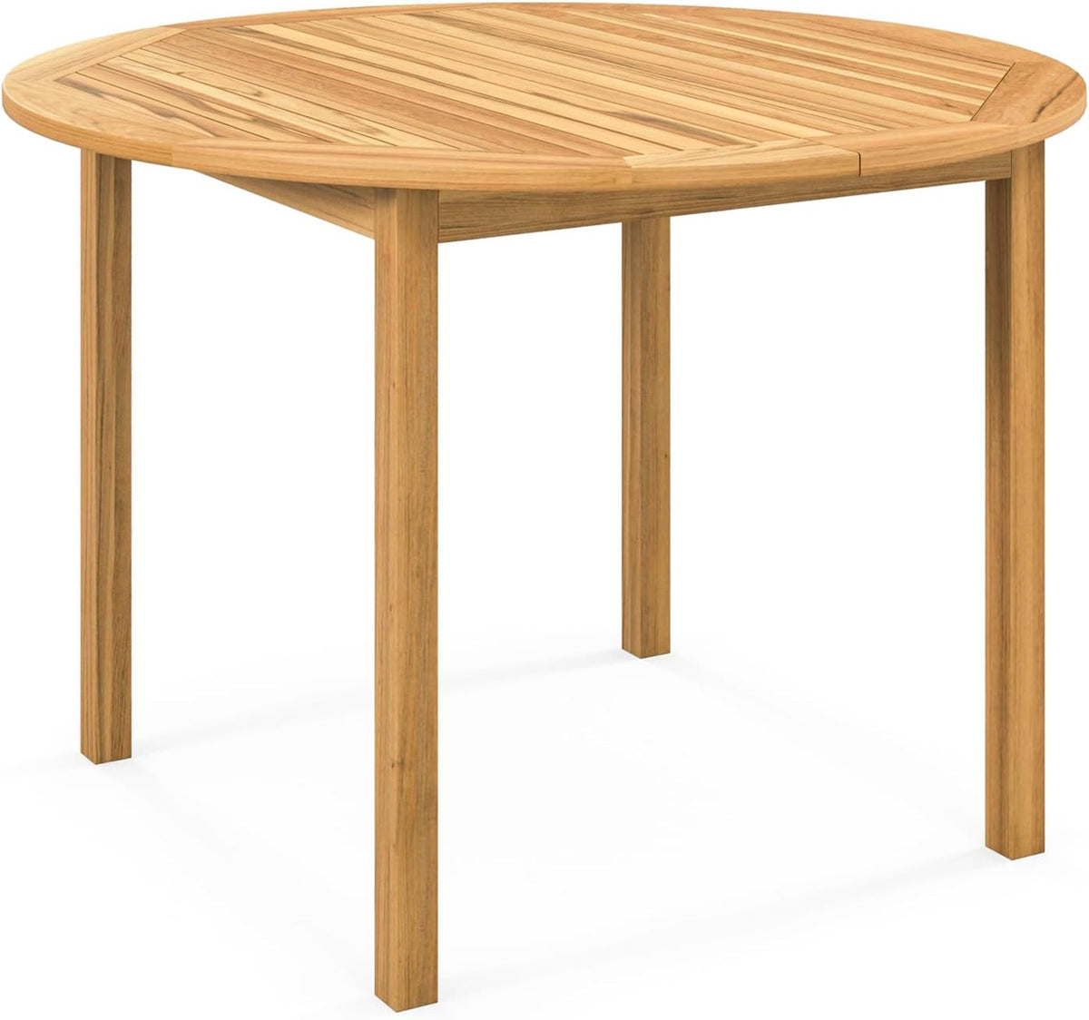 COSTWAY, Esstisch, 100 cm, Braun, Gartentisch Holz, runder Holztisch aus Akazienholz