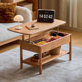 YESWOOD, Sofa, Natur, Couchtisch Höhenverstellbar aus Massivholz Wohnzimmer