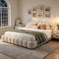 BRILVERDE, Matratze, 140 x 190 cm, 140x190 cm, Beige, Polsterbett Bubble Bett, Doppelbett mit Weiches Kopfteil