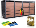 ALBATROS, Mülltonnenbox, 240 L, Rot/Grau, 4er Holzdekor, Metall, 120-, abschliessbar