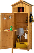Gerätehaus, GOPLUS, 70 x 35,5 x 176 cm, Natur, Gartenschrank Holz, Gartenhaus outdoor wetterfest, Geräteschuppen mit Tür