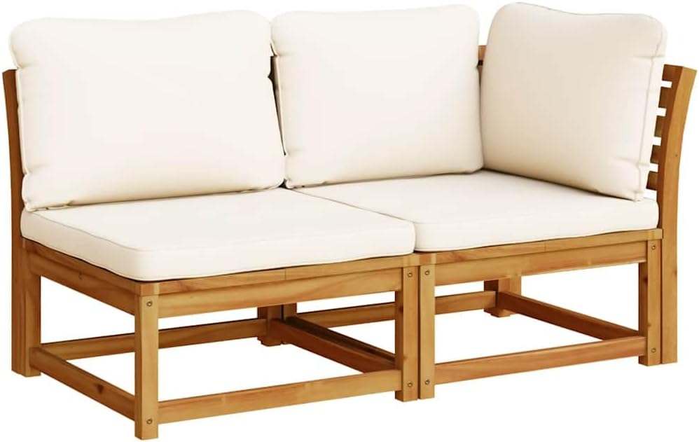 vidaXL, Unterhaltungssets, Akazien-Massivholz, mit Öl behandelt / Abmessungen: 63 x 73 x 65 cm (B x T x H), Creme