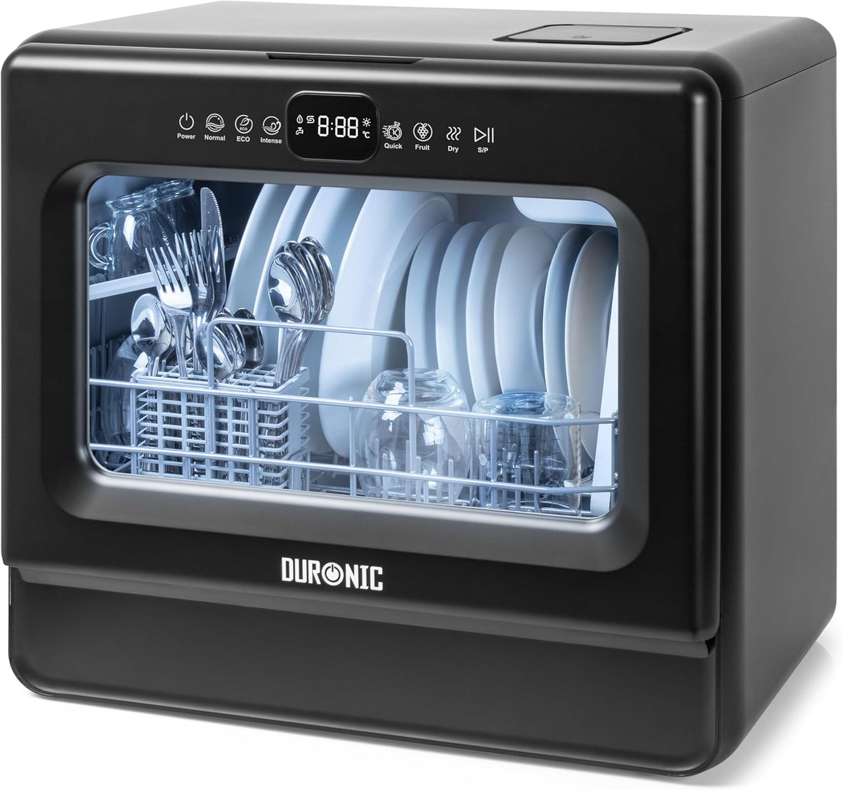 Duronic, Geschirrspüler, Grau/Schwarz, DW10 BK Spülmaschine, Mini für bis 6 Personen