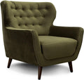 CAVADORE, Sofa, Grün, Sessel Abby / Retro-Polstersessel im Samt-Look mit