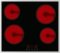 PKM, Kochfeld, Schwarz/Rot, Glaskeramik EB-C4G Timer