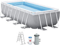 Intex, Stahlrahmenpool, 4M, 2M, 1M, Grau/Weiss, X X Prism Frame Rectangular Pool Set