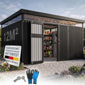 Juskys, Gerätehaus, 12 m, Anthrazit, ® Luzern XL - ² - Metall Geräteschuppen mit Türen &, Gartenhaus