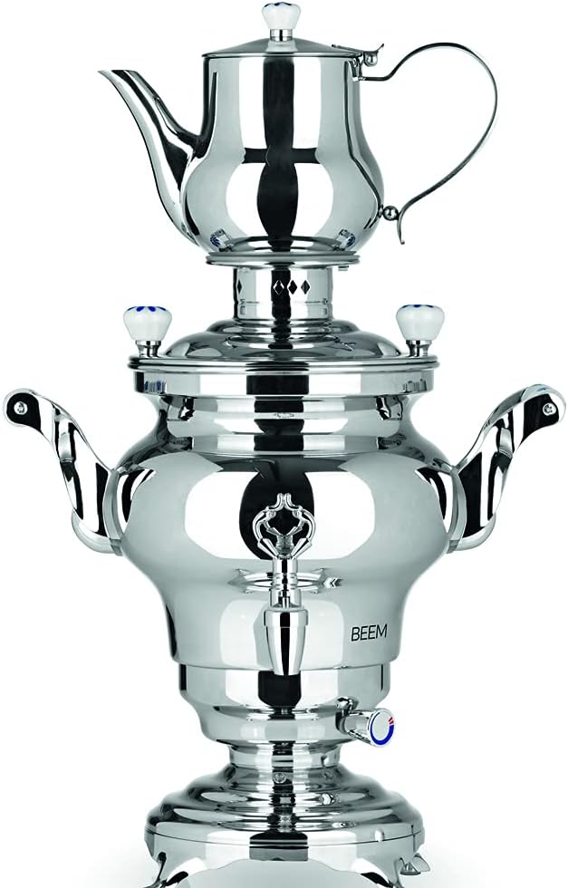 BEEM, Teemaschinen, 53 x 34 x 25 cm, 3 Liter, Silber, 06127 Samowar Odessa III, Edelstahl, traditionelle Teezubereitung