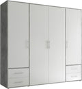 Kleiderschrank, Stella Trading, 206 x 195 x 60 cm, Weiss, VALENCIA Schrank 4-türig Beton-Optik