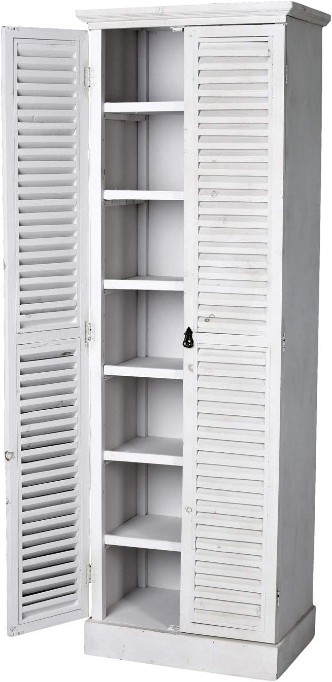 Unbekannt, Schuhschrank, 180 cm, Weichholz; mit zwei Lamellen Türen & sieben Ablageböden, Weiss