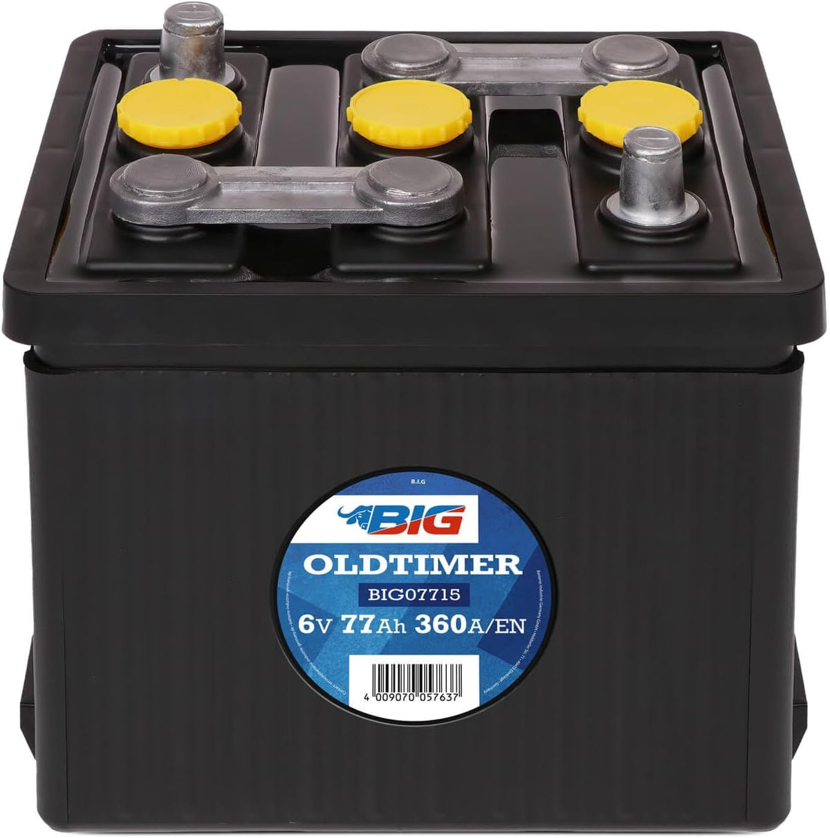 BIG, Autobatterien, 66Ah, 6 V, Schwarz/Grau, Oldtimer Batterie 360A EN - Typ 06617