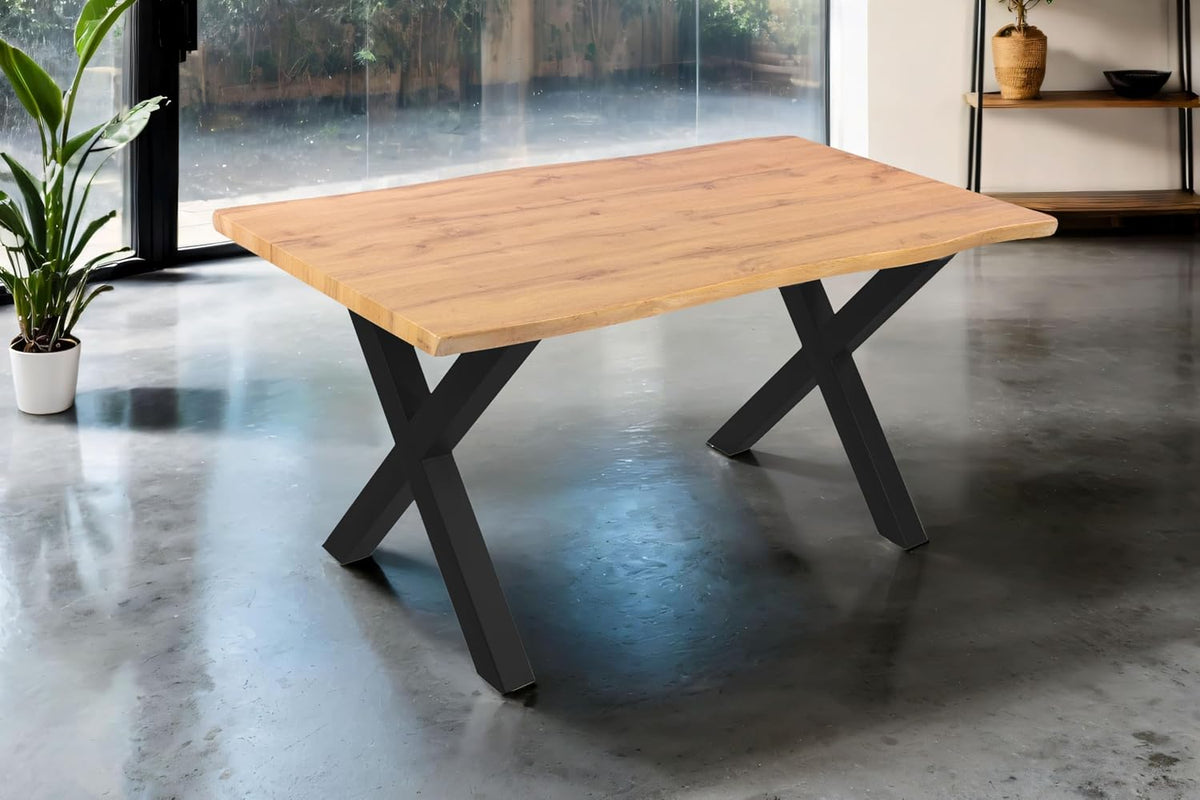 SAM, Esstisch, 160x85 cm, Schwarz, Josy Holz Wildeiche-Optik X-Gestell