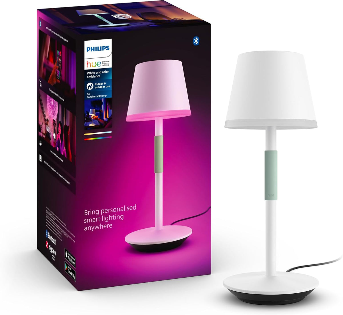 Philips Hue, Tischlampen, Weiss, Go Tischleuchte, für den Innen- & Aussenbereich
