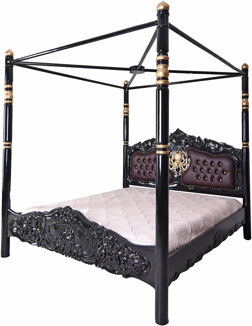PALAZZO INT, Bettgestelle mit Lattenrost, Weiss/Grau, Barock Himmelbett „Villa Royale'