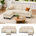 Sofa, Xbro, 188 x 136,5 x 89 cm, Beige, Eckcouch L-Form Mit Ottomane, 3-Sitzer Wohnzimmer Für Kleine Räume, Modulare Chaiselongue