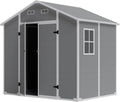 Gerätehaus, LARBANKE, 255x182x230 cm, 9,03m, Grau, Gartenhaus wetterfest, ³ Kunststoff