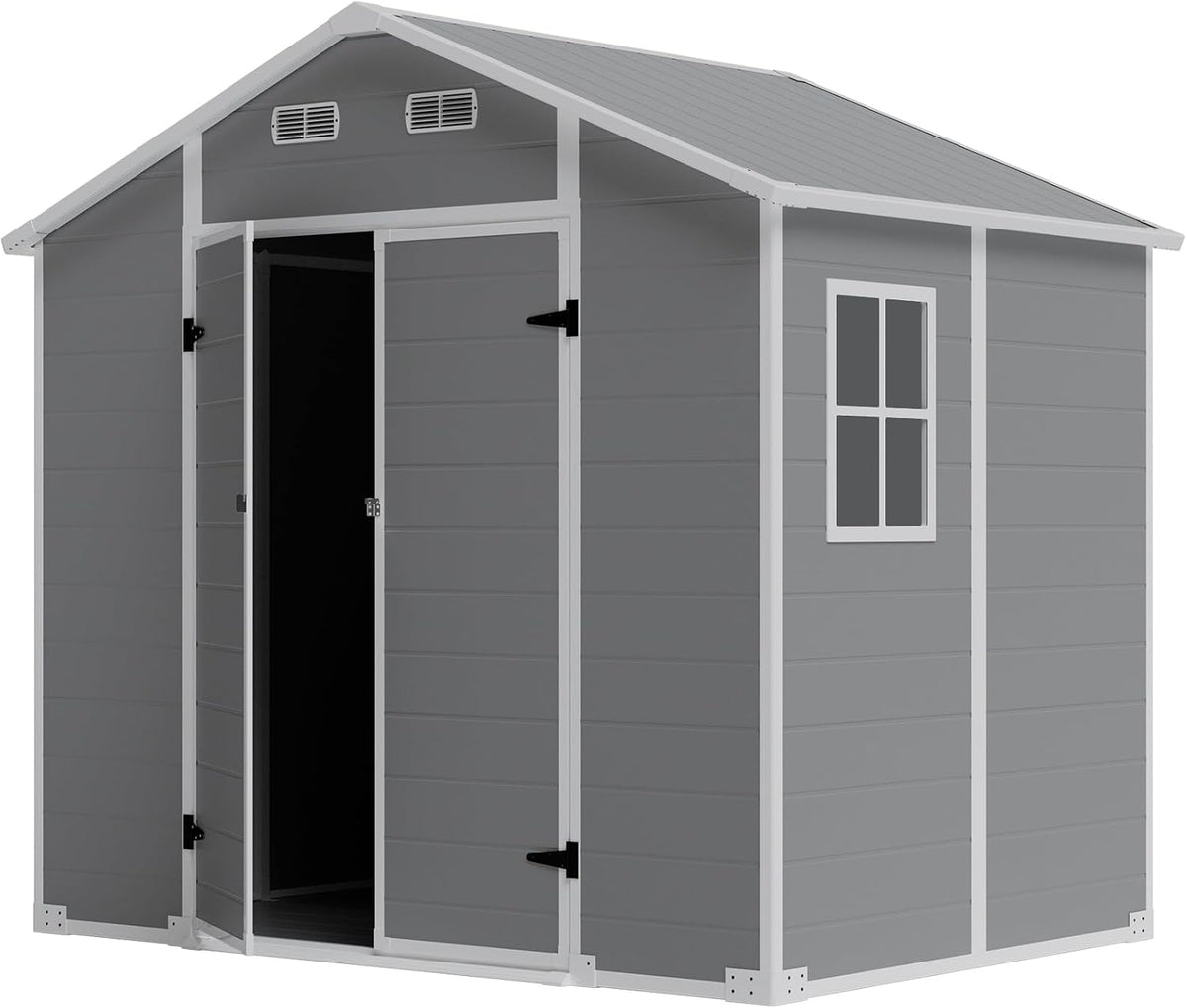Gerätehaus, LARBANKE, 255x182x230 cm, 9,03m, Grau, Gartenhaus wetterfest, ³ Kunststoff