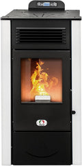 STUFE A PELLET ITALIA, Öfen, 14 Kw, Weiss/Schwarz/Rot, San Diego Kanalisiert