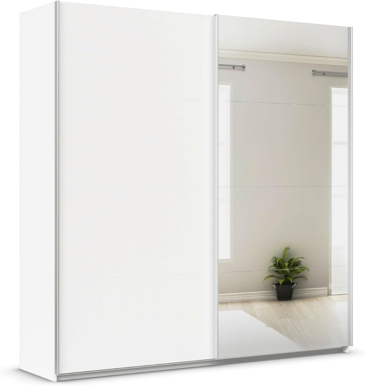 Kleiderschrank, Rauch Möbel, 226 cm, Weiss, QUADRA, Schwebetürenschrank, Farbe, Breite