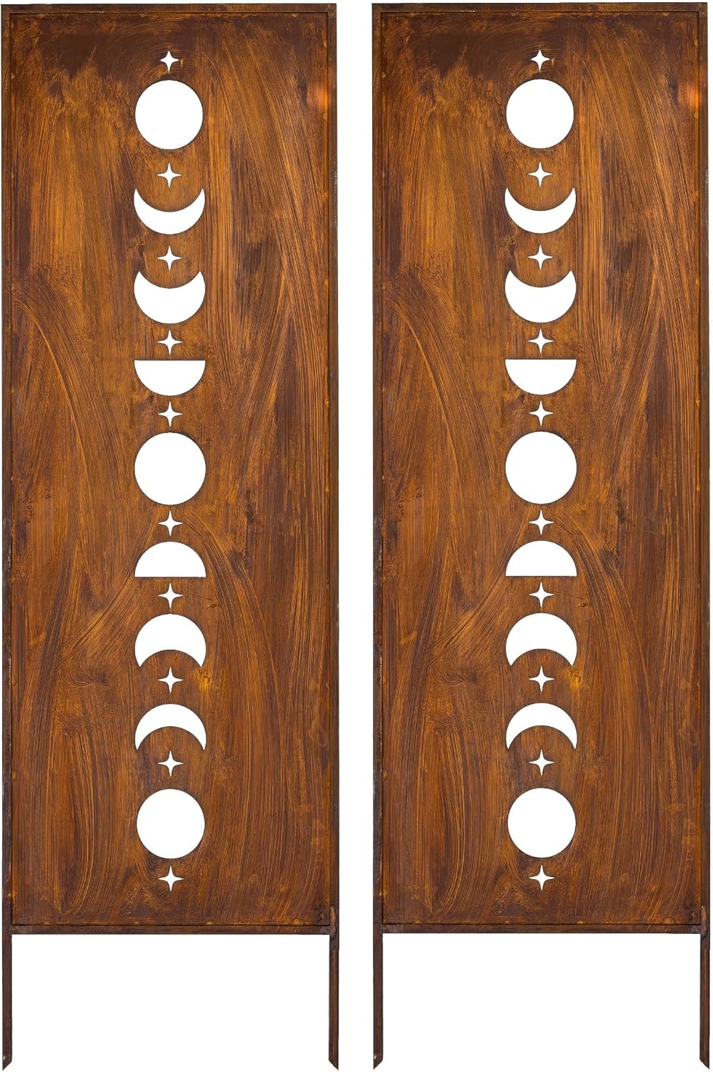 KPGA KAPAGA HOME & GARDEN, Dekorative Zäune, 160x50 cm, Braun, 2x Sichtschutz Metall - - Edelrost - Rostoptik, Patina