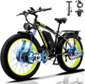 QIKAITU, Elektrische Fatbikes, 250 W, 32AH, 23AH, Schwarz/Grau, K800 E Bike, / Akku Ebike mit Telefonhalter, E Fatbike mit 26'x4.0' Fat Tire
