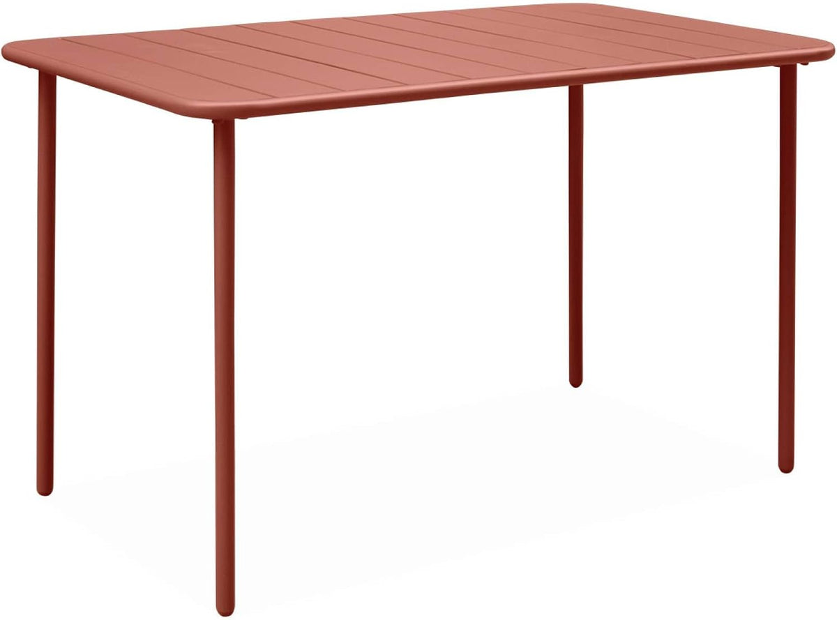 Alice's Garden, Esstisch, 120 x 70 cm, Rot, Gartentisch aus Metall, 4 Plätze, Terrakotta, Amelia