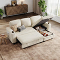 Sofa, LINSY HOME, Beige, Schlaf Ausziehbarer Couch, Eck mit Schlaffunktion, Stauraum, Cord-Bezug L-Form Modulare s mit Chaiselongue für