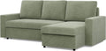Sofa, Mebligo, 231 x 140 x 85 cm, Grün, Eck mit Schlaffunktion und Bettkasten NEO Kollektion, Wohnlandschaft, L Form