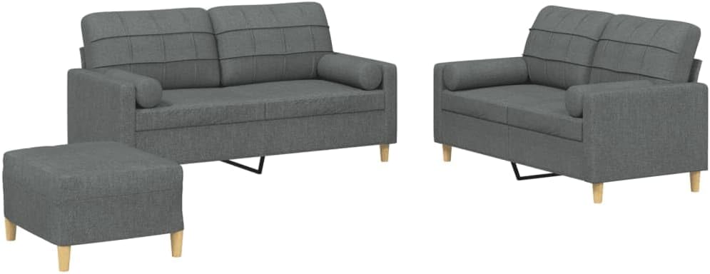 Sofa, vidaXL, Stoff (100 % Polyester), Metall, Textilene, Sperrholz, Dunkelgrau, Wohnzimmersofa