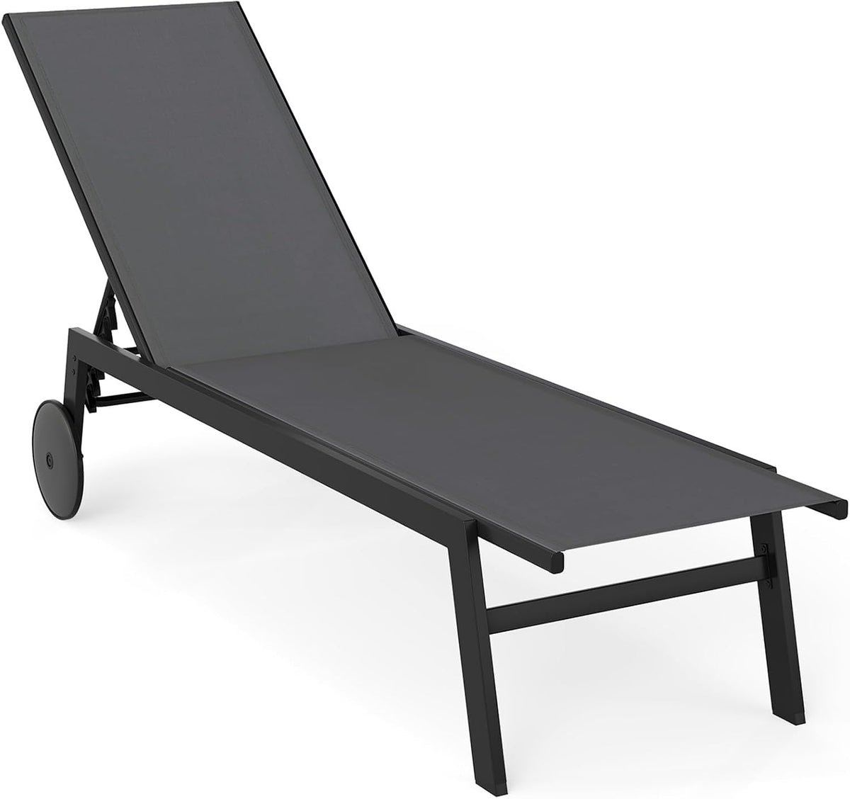 FANTASK, Liegen, 150 kg, Grau, Sonnenliege mit Rollen, Liegestuhl mit 6-Fach Verstellbarer Rückenlehne, Gartenliege aus schnelltrocknendem Stoff