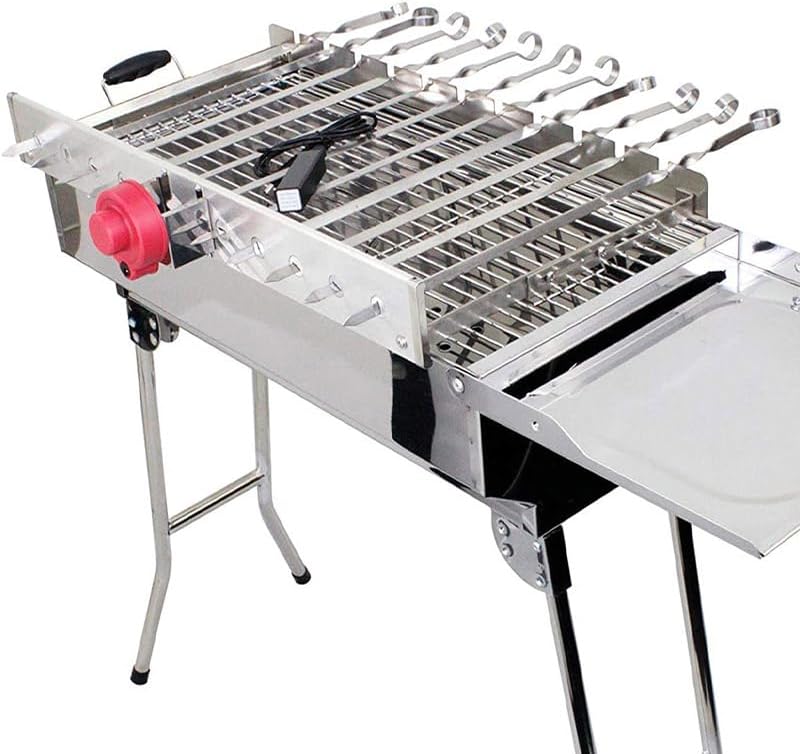 Renschler Line, Holzkohlegrill, Edelstahl, Grau/Weiss, Grillset XXL, Grillmaster Spiessdreher + Motor + Powerbank + Mangal + 11