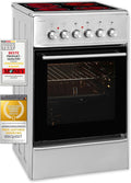 Exquisit, Herd, 50 cm, Grau/Schwarz, ECM 5-4.1 Stand mit Ceranfeld, Elektro Umluft, Inox