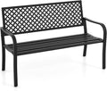 COSTWAY, Sitzbank, 127 x 62 x 86 cm, 300 kg, Schwarz, Gartenbank Metall, wetterfeste für 2-3 Sitzer, Parkbank mit Rückenlehne & Armlehne